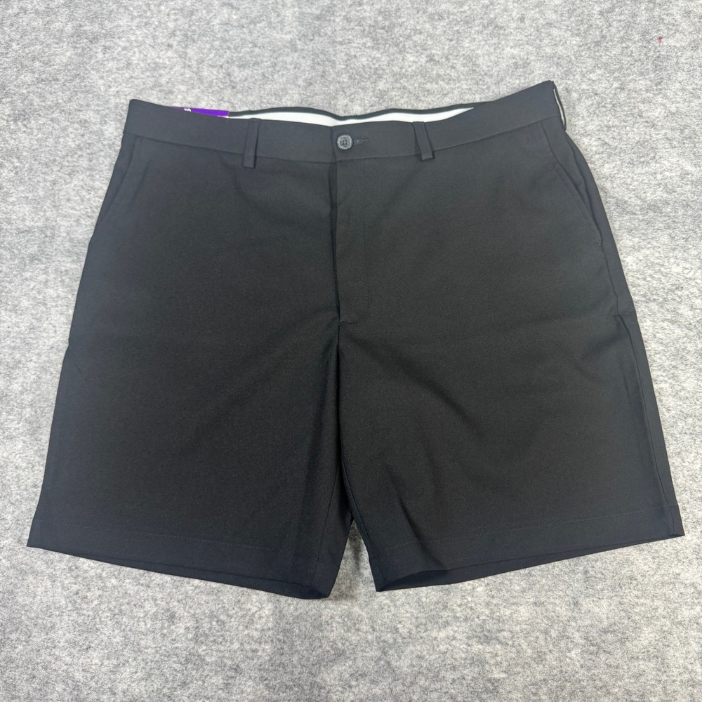 Haggar Mens Performance Shorts Black 40 Stretch Moisture Wicking 8.5 Inseam NEW